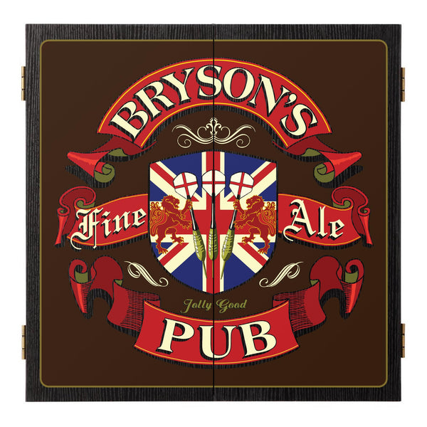 Personalized English Pub Dartboard & Cabinet Set