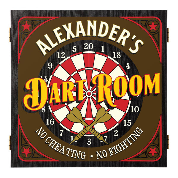 Personalized No Cheating Dart Room Dartboard & Cabinet Set